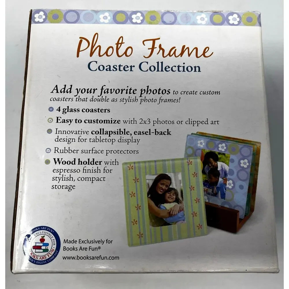 Photo Frame Coaster Collection Set of 4 Photo Coasters New in Box